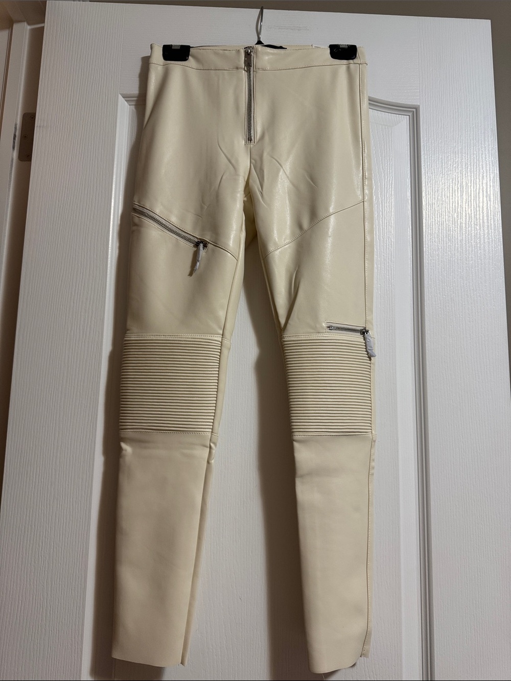 Zara Cream Faux Leather Pants